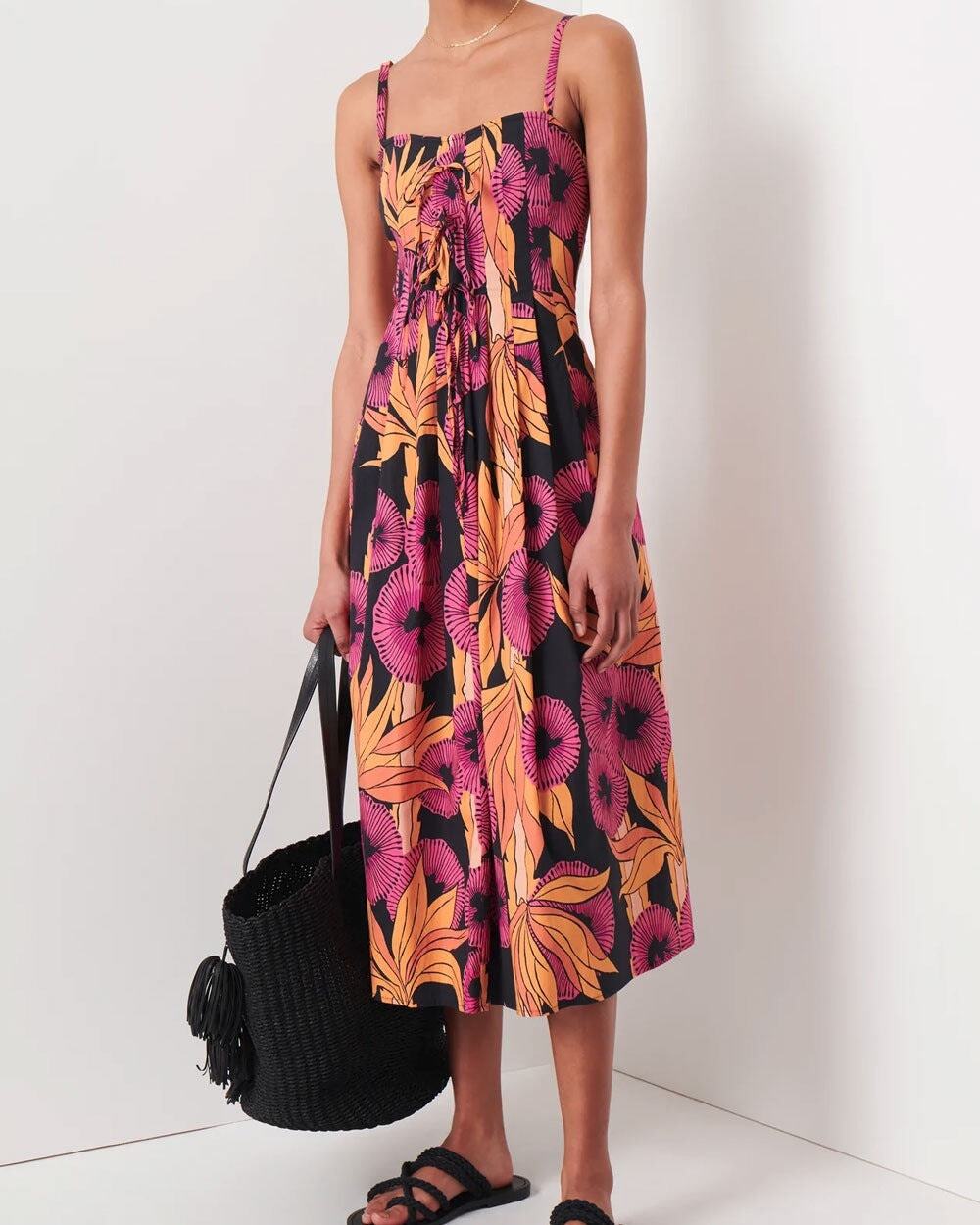 NWOT Derek Lam 10 Crosby Fuchsia Multi Reef Floral A-line Cami Dress Size 12